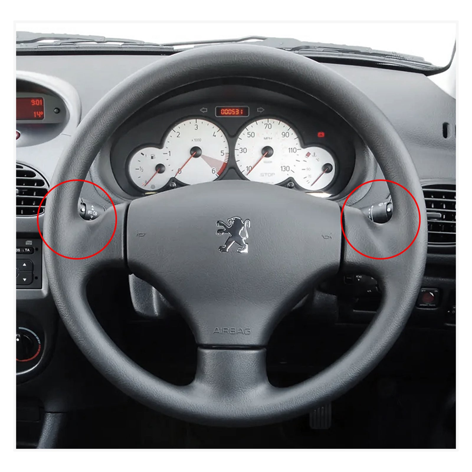 MEWANT steering wheel cover for Peugeot 206 2001-2009 / 206 CC 2001-2007 / 206 SW 2002-2007