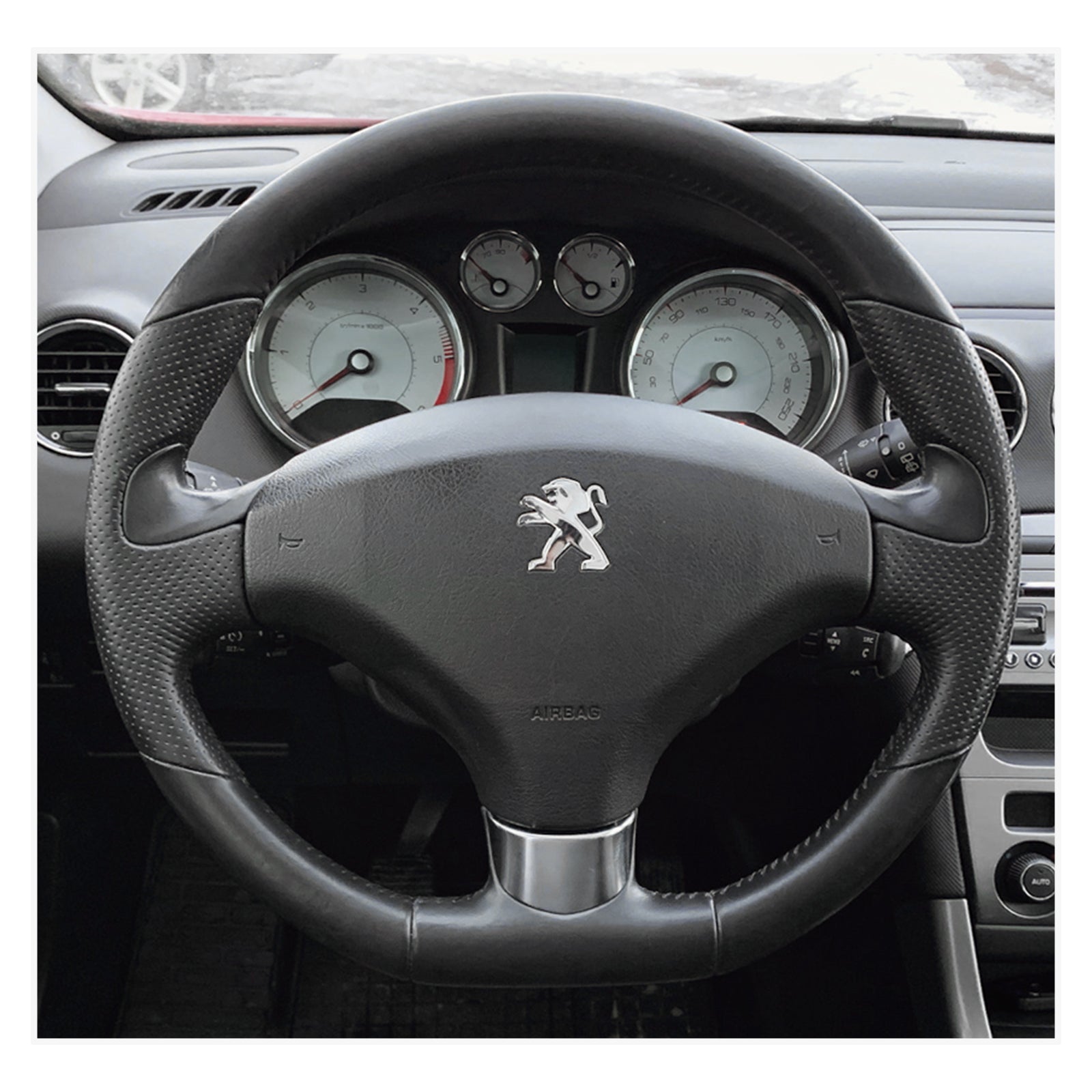 MEWANT steering wheel cover for Peugeot 308 2007-2013 / 308 CC 2009-2015 / 308 SW 2008-2014 / RCZ 2010-2015 / 3008 2009-2016 / 5008 2009-2017
