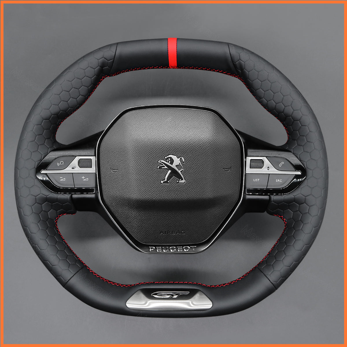 MEWANT Steering Wheel Cover for Peugeot 208 308 GT 308 SW 2008 GT/GT Line 2020-2022 / 508GT 508SW 5008 / Rifter (GT/GT Line) 2018-2022