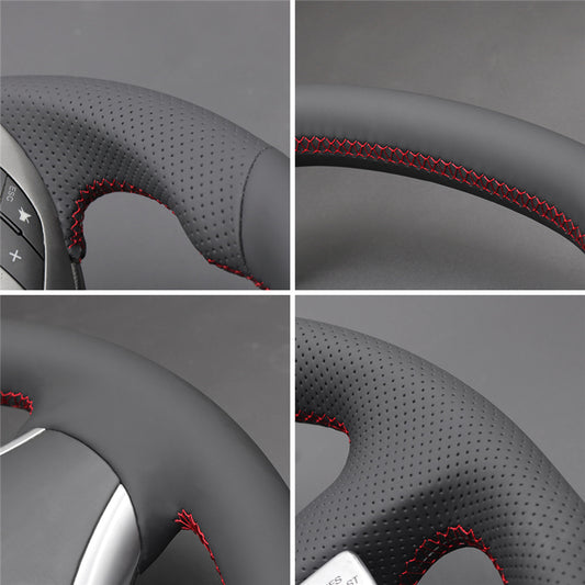MEWANT Lenkradbezug für BMW M Sport M3 E90 E91 E92 E93 E87 E81 E82 E88 X1 E84 Schwarz Kunstleder Auto Lenkradhülle