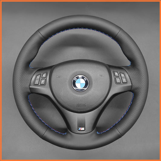 MEWANT Lenkradbezug für BMW M Sport M3 E90 E91 E92 E93 E87 E81 E82 E88 X1 E84 Schwarz Kunstleder Auto Lenkradhülle