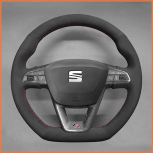 MEWANT Lenkradbezug für SEAT Leon 5F (FR|CUPRA) 2013-2020 / Ibiza 6F (FR|CUPRA) 2015-2021 / Alhambra (FR Line) 2015-2022 / Arona (FR Line) 2017-2021 / Ateca (FR-Line) 2016-2020 / Toledo FR 2014-2019 CUPRA Ateca 2018-2020