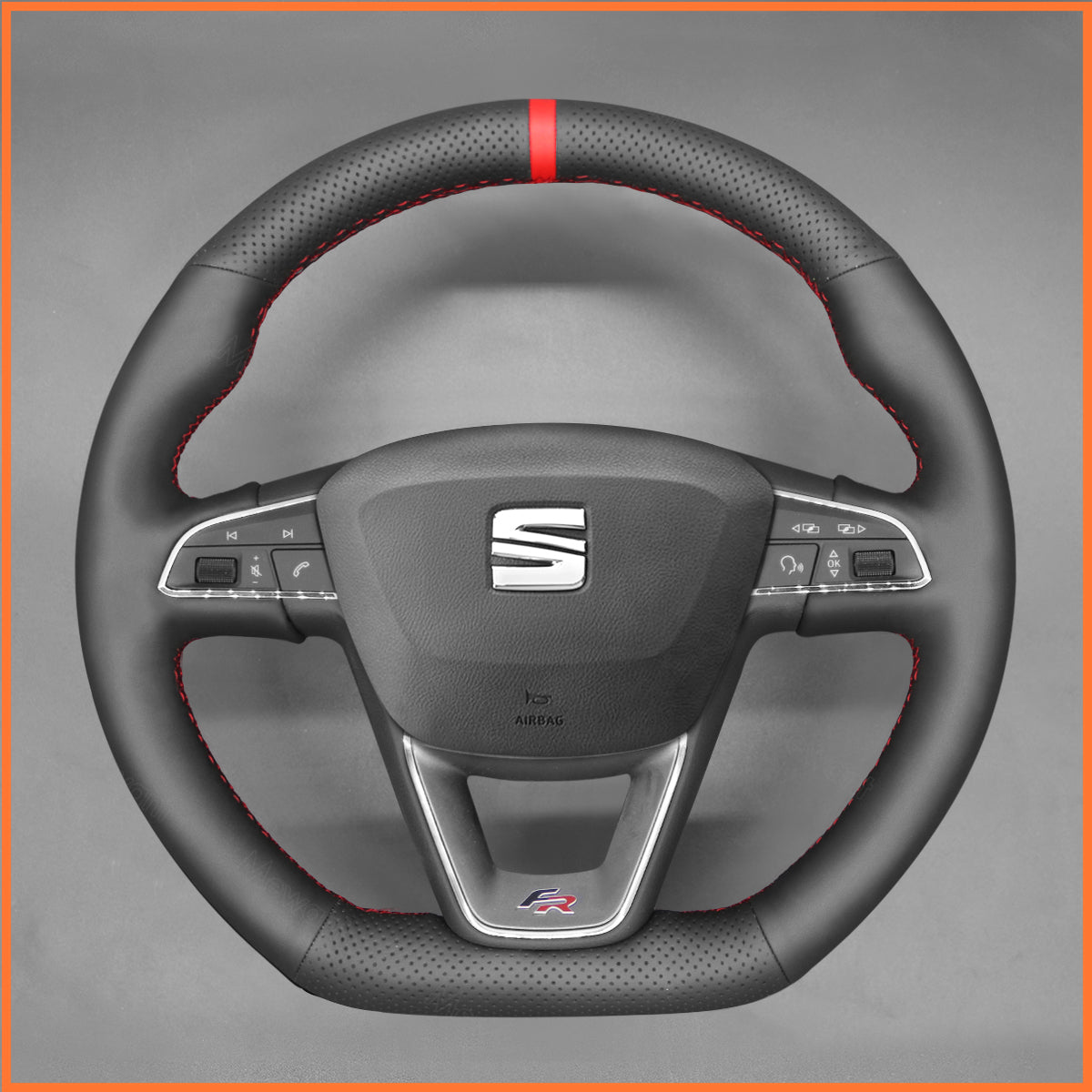 MEWANT Lenkradbezug für SEAT Leon 5F (FR|CUPRA) 2013-2020 / Ibiza 6F (FR|CUPRA) 2015-2021 / Alhambra (FR Line) 2015-2022 / Arona (FR Line) 2017-2021 / Ateca (FR-Line) 2016-2020 / Toledo FR 2014-2019 CUPRA Ateca 2018-2020