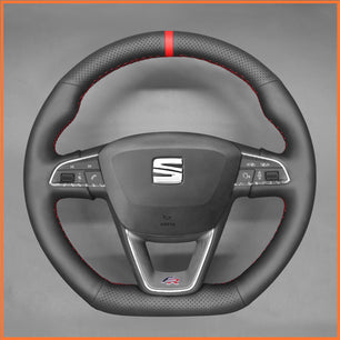 MEWANT Lenkradbezug für SEAT Leon 5F (FR|CUPRA) 2013-2020 / Ibiza 6F (FR|CUPRA) 2015-2021 / Alhambra (FR Line) 2015-2022 / Arona (FR Line) 2017-2021 / Ateca (FR-Line) 2016-2020 / Toledo FR 2014-2019 CUPRA Ateca 2018-2020