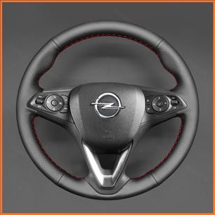 MEWANT Lenkradbezug für Opel Astra (K) / Corsa (E) / Crossland X/Grandland X/Insignia (CT) B/Karl/Zafira (C) Lenkradhülle aus Kunstleder Mikrofaser Leder per Hand Nähen