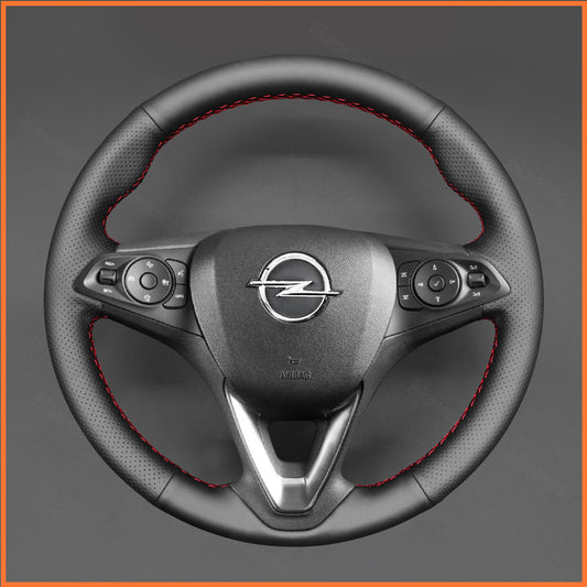 MEWANT Lenkradbezug für Opel Astra (K) / Corsa (E) / Crossland X/Grandland X/Insignia (CT) B/Karl/Zafira (C) Lenkradhülle aus Kunstleder Mikrofaser Leder per Hand Nähen