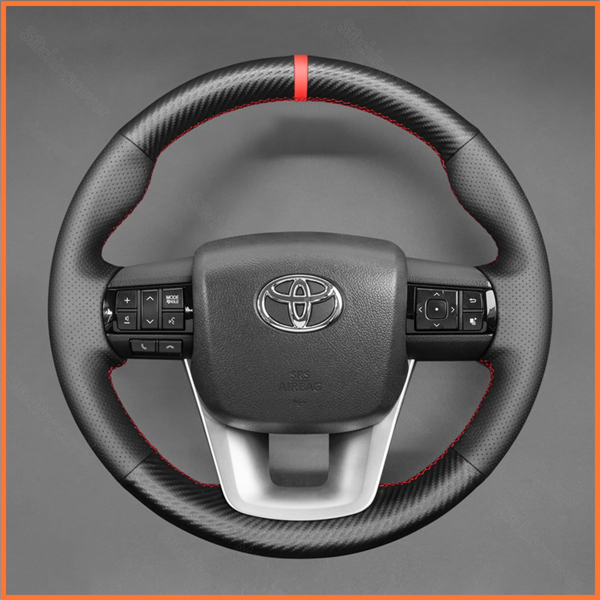 MEWANT Lenkradbezug für Toyota Hilux 2015-2024 / Fortuner II 2015-2021 / Land Cruiser 70 Series (J76/J78) 2022-2024