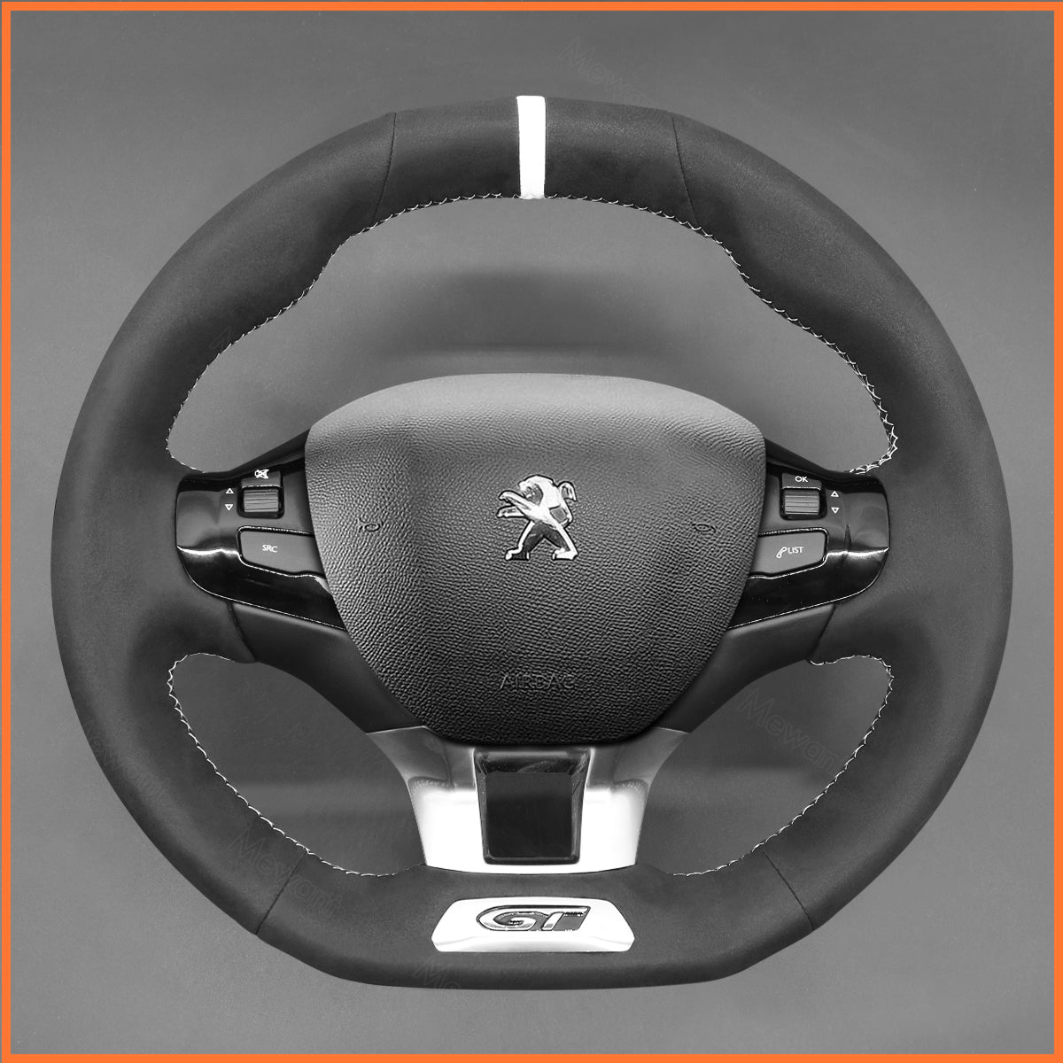MEWANT steering wheel cover for Peugeot 208 (GTi/GT Line/GT) 2013-2019 / 308 (GT/GTi/GT Line) 2014-2021 / 308 SW (GT/GT Line) 2015-2021 / 2008 (GT Line) 2015-2019