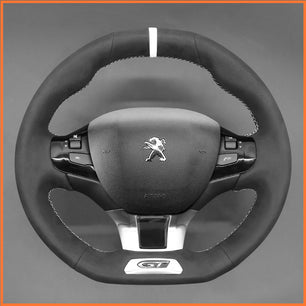 MEWANT steering wheel cover for Peugeot 208 (GTi/GT Line/GT) 2013-2019 / 308 (GT/GTi/GT Line) 2014-2021 / 308 SW (GT/GT Line) 2015-2021 / 2008 (GT Line) 2015-2019