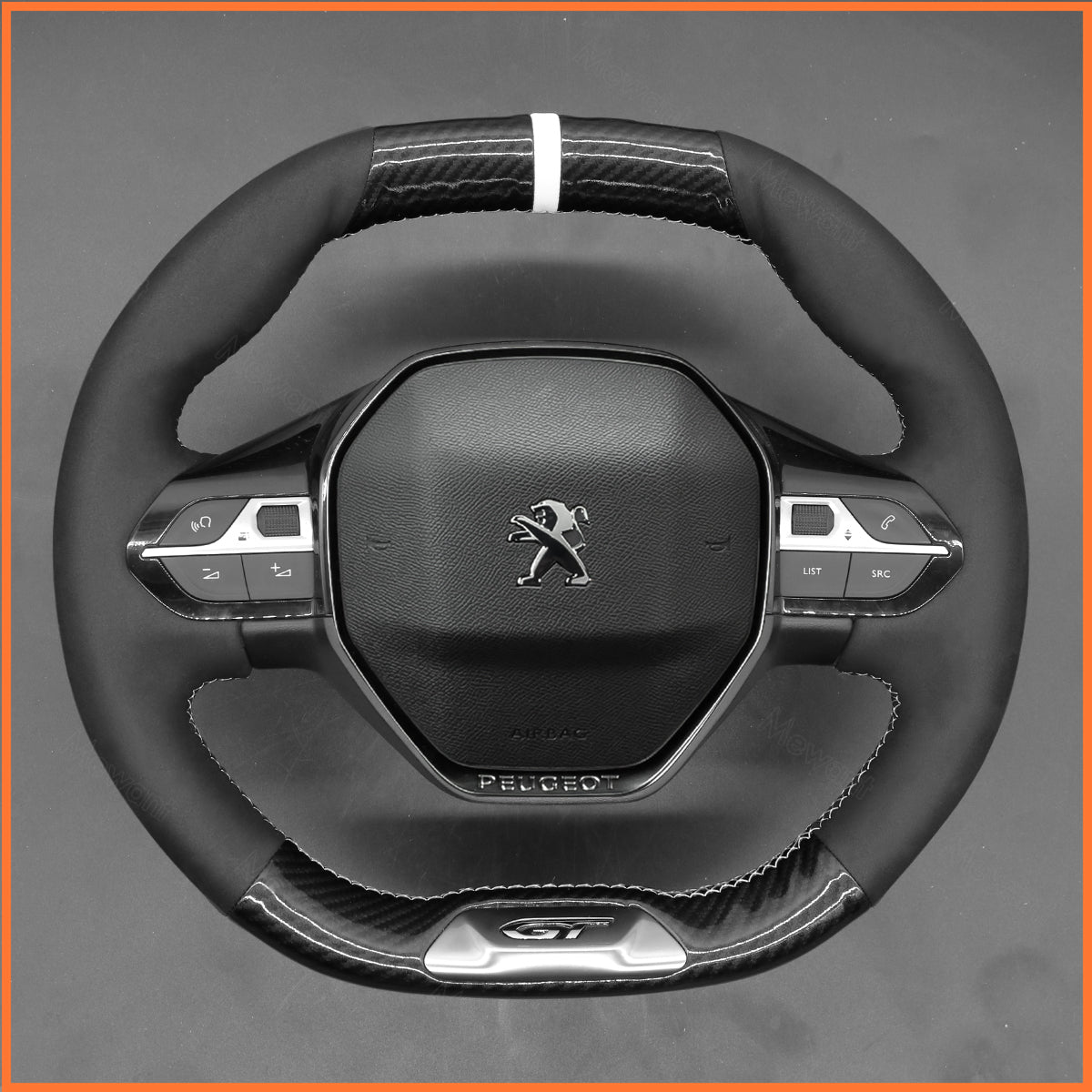MEWANT Steering Wheel Cover for Peugeot 208 308 GT 308 SW 2008 GT/GT Line 2020-2022 / 508GT 508SW 5008 / Rifter (GT/GT Line) 2018-2022